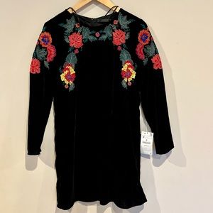 Zara Embroidered Floral Beaded Dress LBD